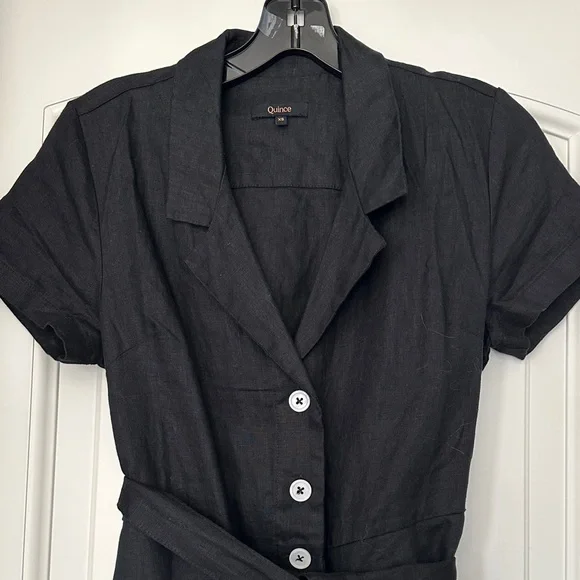 Quince Black Midi Dress with White Buttons - Picture 2 of 2